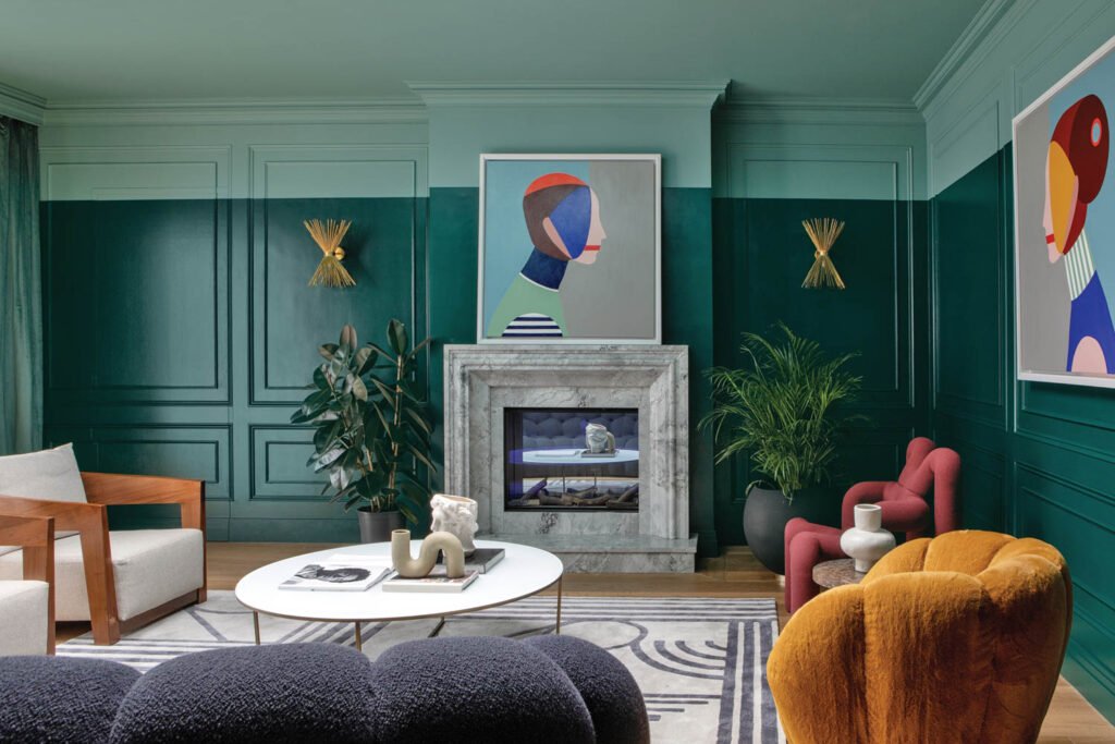 teal walls in a Georgian-style home in Dublin