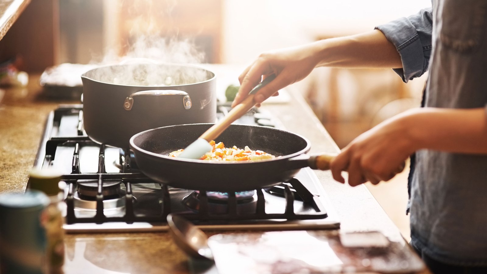 cooking in steamy kitchen