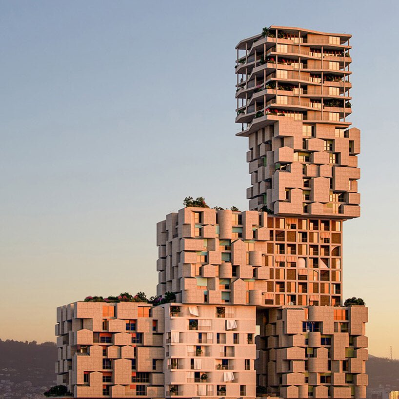 OODA plans 'hora vertikale' as a vertical village of thirteen stacked cubes for tirana