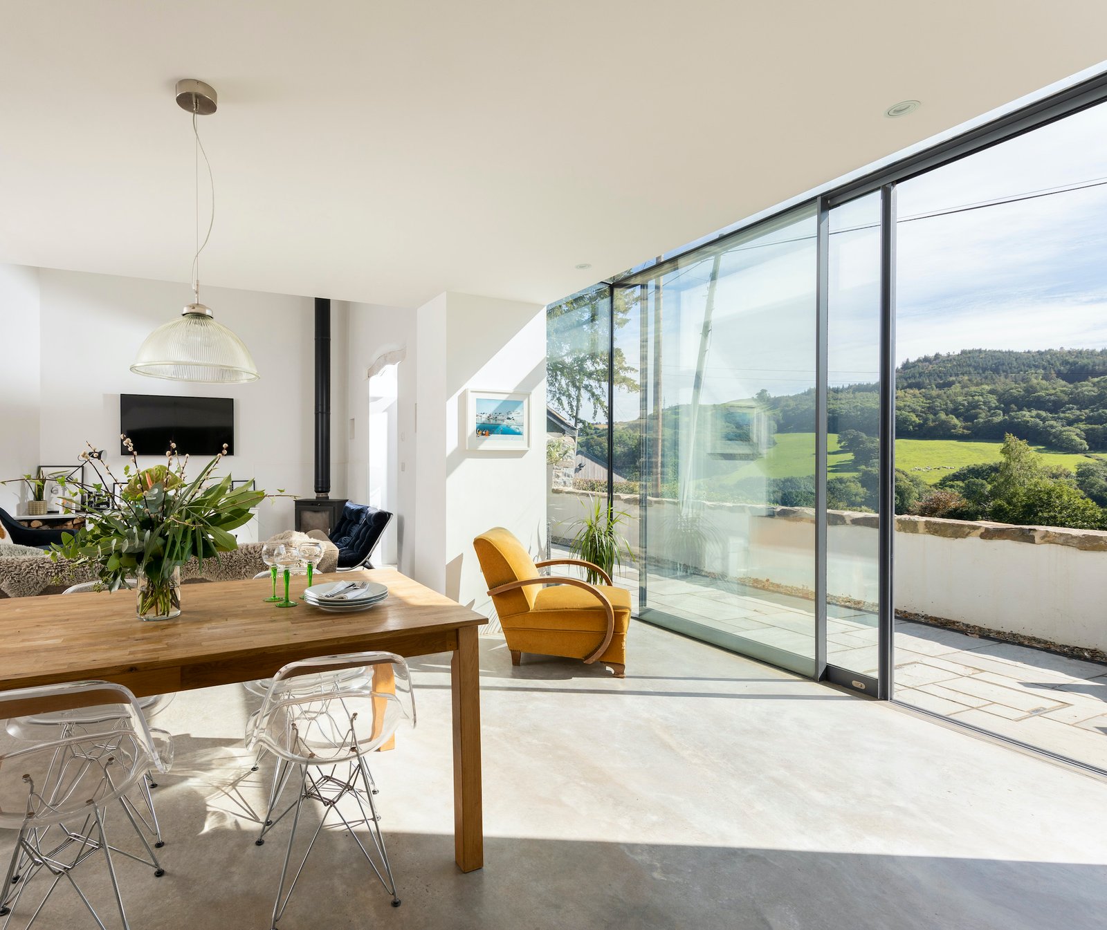 Bi-fold windows in a living room