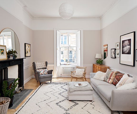 living room with sash window