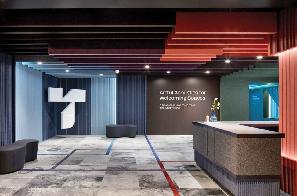 the reception area inside the Turf Experience Center