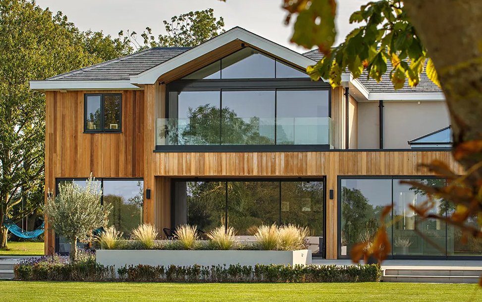 a modern self build with aluminium windows