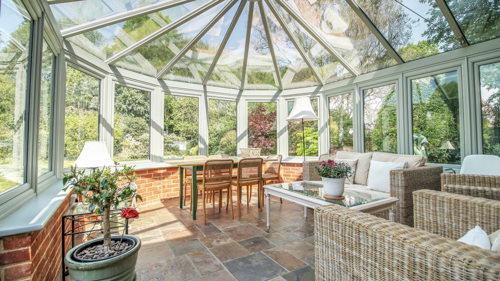 UPVC conservatory with dwarf wall